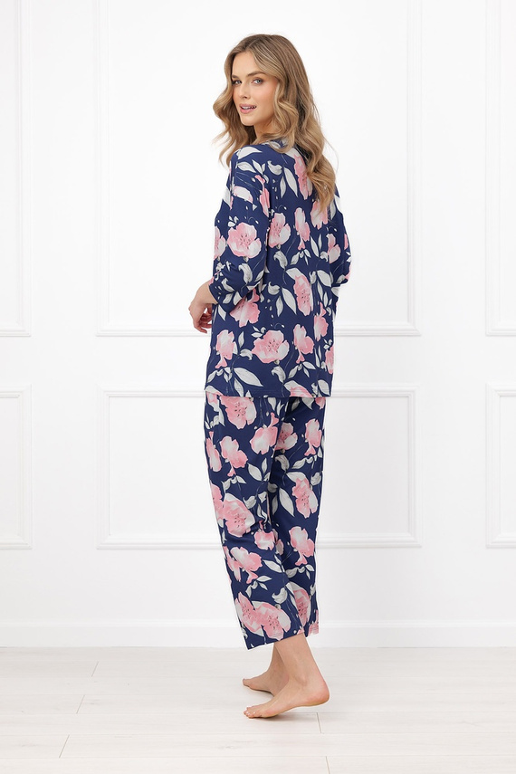 Pigiama donna Italian Fashion Entina cotone fiori manica 3/4 pantaloni 7/8