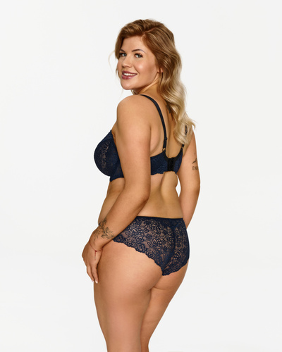 2619 Lupoline - Reggiseno morbido con ferretto e pizzo blu navy