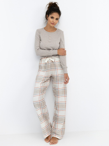 Pigiama da donna Angelina Sensis - camicetta melange e pantaloni di flanella a quadri