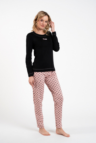 Bonilla Pigiama da donna manica lunga, pantaloni lunghi Moda italiana nero/stampa
