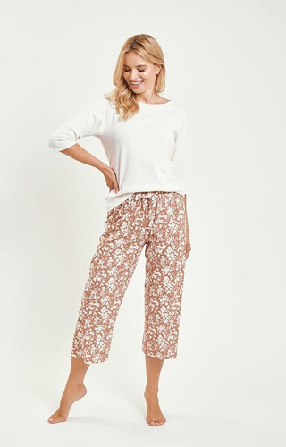 Pigiama Grace 3479 Taro donna crema - cotone, manica 3/4, comfort e stile per tutti i giorni