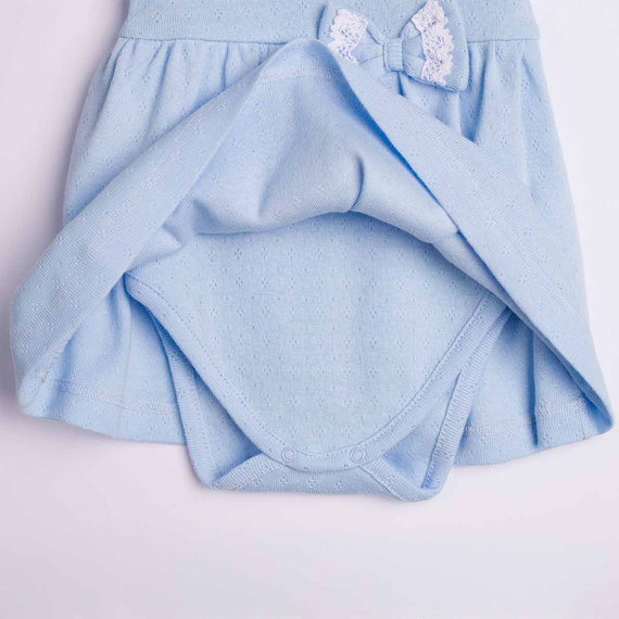 224035 Nicol Abito-Body Bambina Blu 100% Cotone Traforato