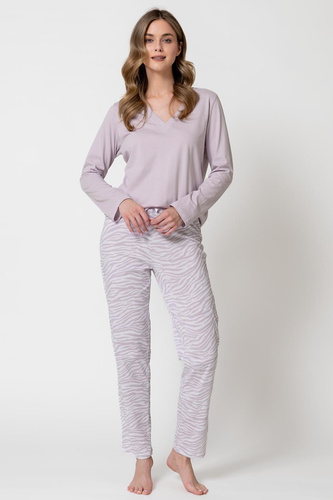 Leveza 1789 Petra Pigiama Donna 100% Cotone Manica Lunga Lilla