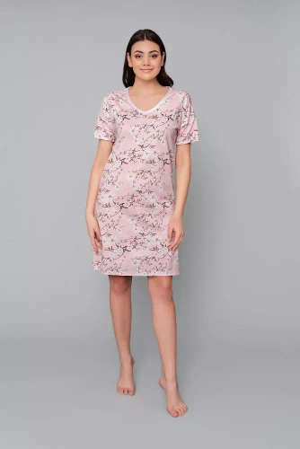 Camicia da notte a maniche corte Alwa Moda Italiana - stampa rosa