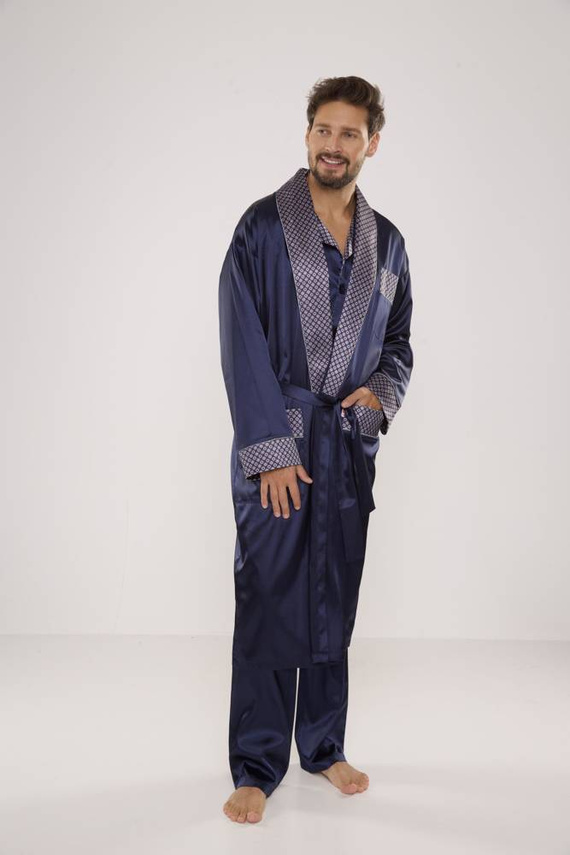 939 Pigiama da uomo in raso - blu navy