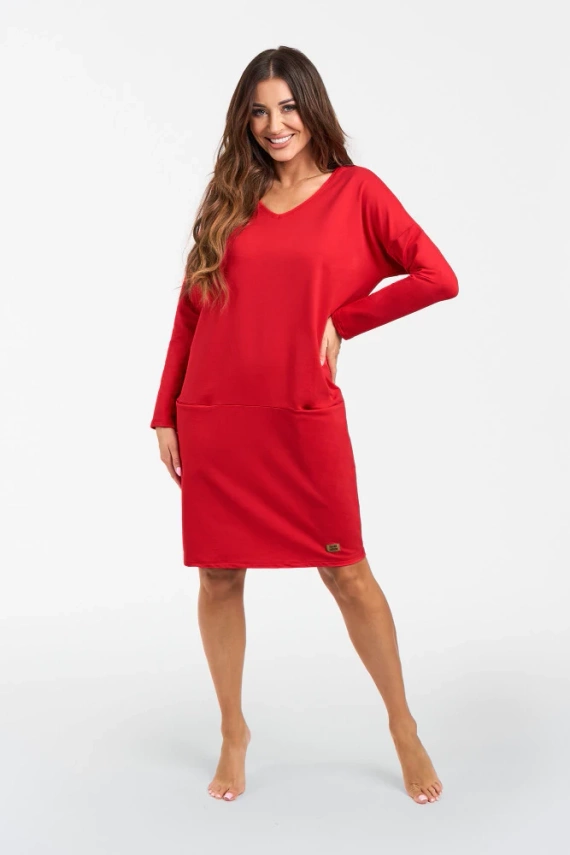 Tunica Karina da donna a maniche lunghe Moda Italiana - rosso