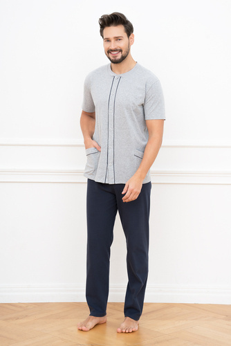 Alcest Pigiama uomo manica corta, pantaloni lunghi Moda italiana - blu navy