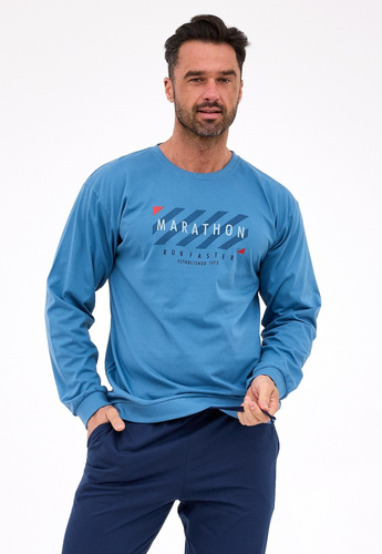 Pigiama uomo 322/301 Marathon blu - cotone, manica lunga, stile sportivo