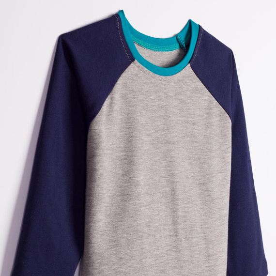 228141 Nicol FARMA Maglia raglan bambino blu navy mélange cotone