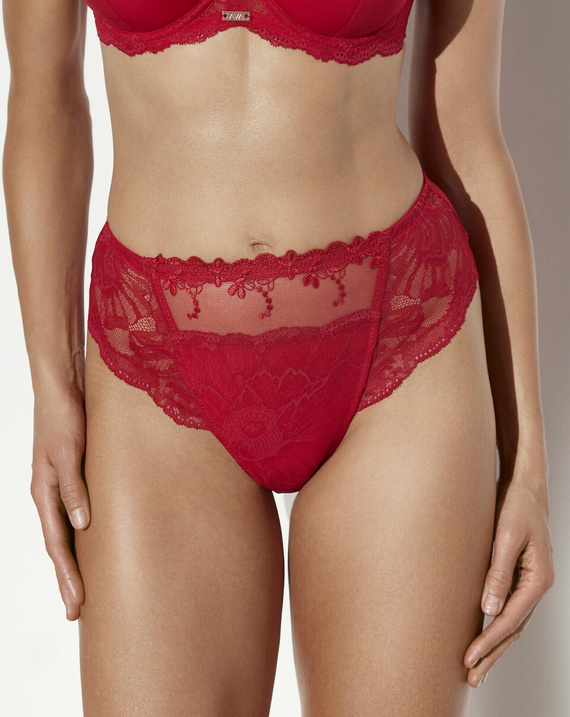 Ava 1030/B Novato Barbados brasiliani rossi in pizzo e tulle con fiori