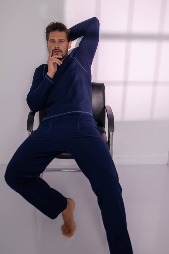 Salomon Pigiama uomo manica lunga, pantaloni lunghi Moda italiana - blu navy/blu