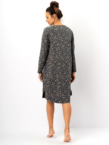 Camicia da notte da donna Key LND 707 blu navy - cotone, manica lunga, taglio comodo