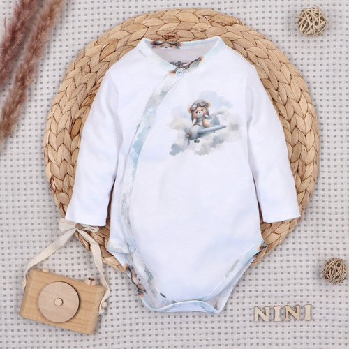 NINI ABN-5742/BIA Body incrociato organico Baby Bear Pilot bianco