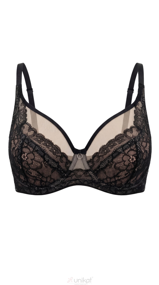 Unikat Sedina Soft Nero Reggiseno Morbido in Pizzo con Ferretto
