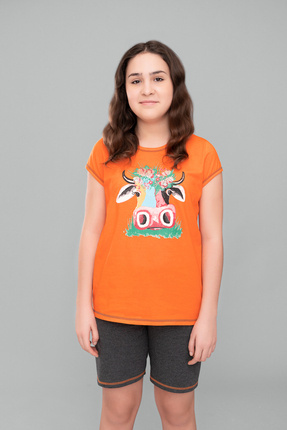 Pigiama da bambina bionda Italian Fashion - arancione/melange scuro