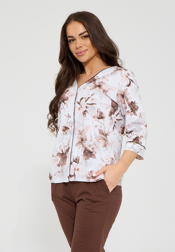 Pigiama donna Cornette Simone 162/498 cotone bottoni manica 3/4 pantalone 7/8