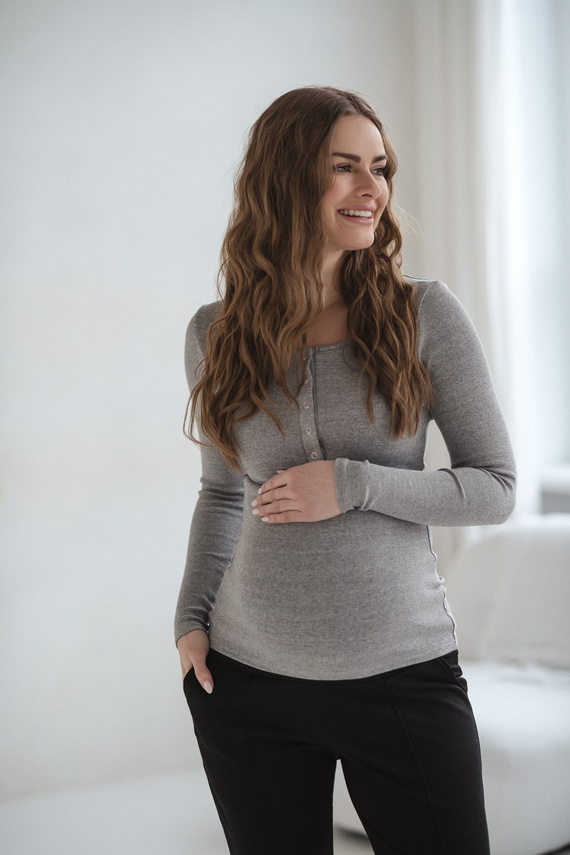 Tummy Milk&Love maglia premaman e allattamento in viscosa light gray melange