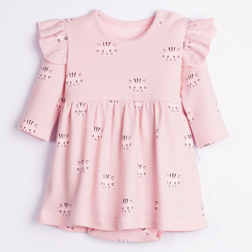 Abito-Body Nicol Tosia 225159 100% Cotone Gattini Rosa Manica Lunga