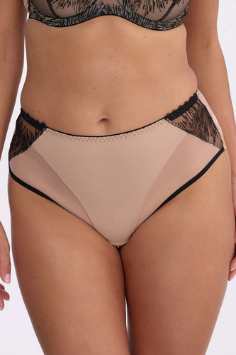 Slip da donna Gaia GFP 1377 Isabela nero-beige coprenti con ricamo
