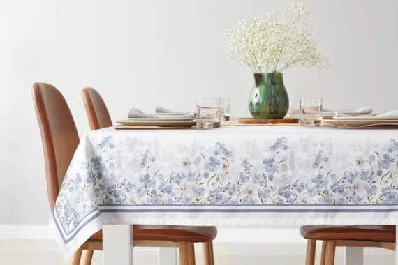 Tovaglia Summer 18 Eurofirany naturale con motivo non ti scordar di me 100% poliestere