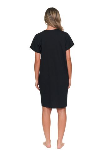 Camicia da notte donna Doctor Nap 7530 nera 100% cotone scollo a V