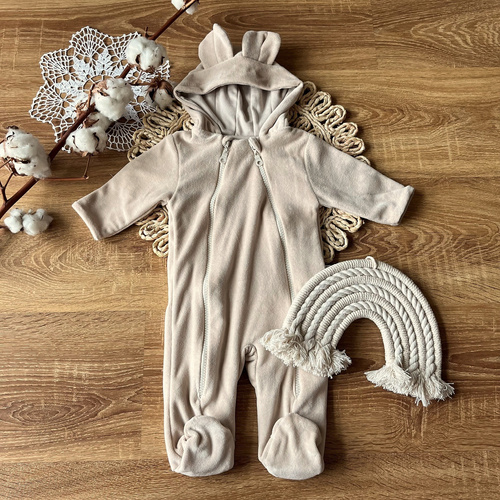 Kombinezon MIŚ Mamatti KL012 beige doppio strato in cotone con piedini