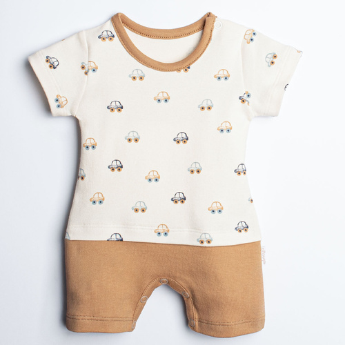 Nicol Olo 221153 tutina bambino con automobili 100% cotone caramello