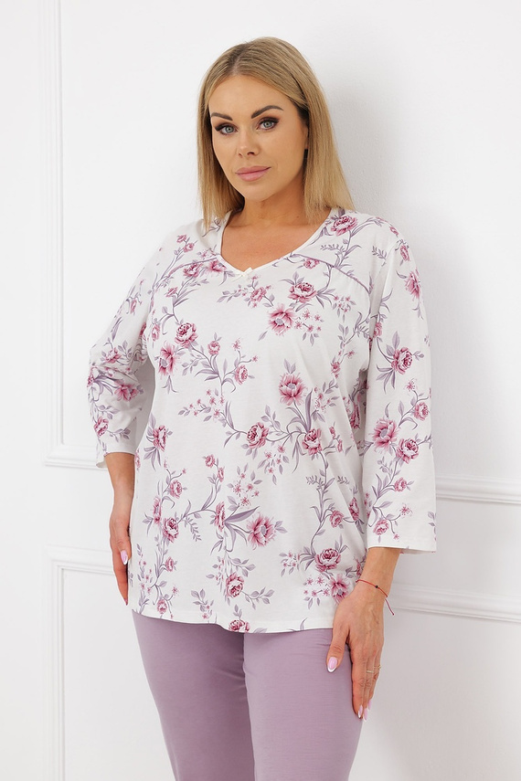 Italian Fashion Mariella Pigiama donna 100% cotone 3/4 fiori