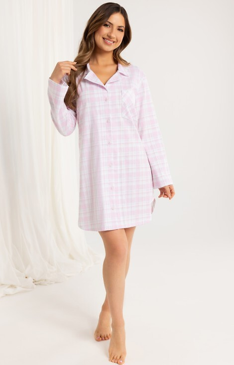 168 Camicia da donna rosa Regina - 100% cotone, manica lunga, a quadri