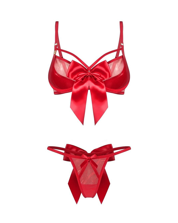 Obsessive Gifty Red 2-PCS Completo rosso con ferretto + perizoma