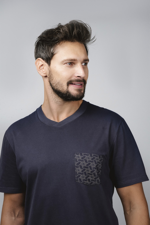 Diaz Pigiama da uomo a maniche corte, pantaloncini Moda italiana - blu navy/stampa