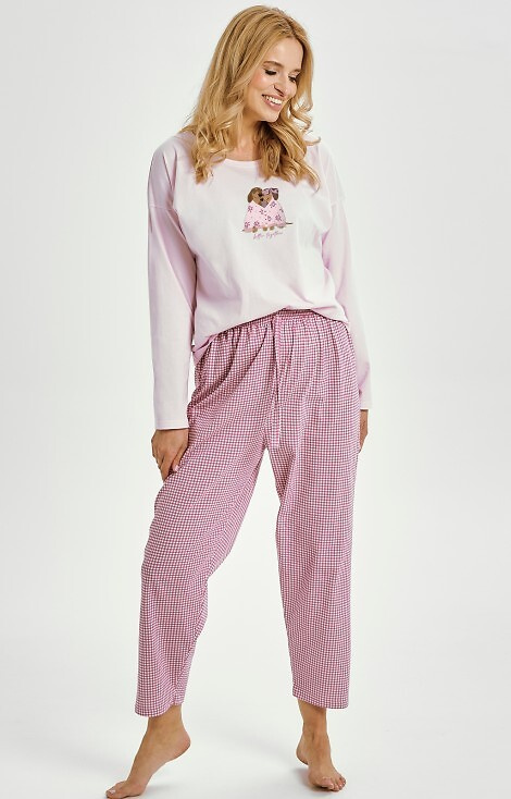 3434 Elisa Pigiama donna Taro - 100% cotone, manica lunga, stampa cagnolini