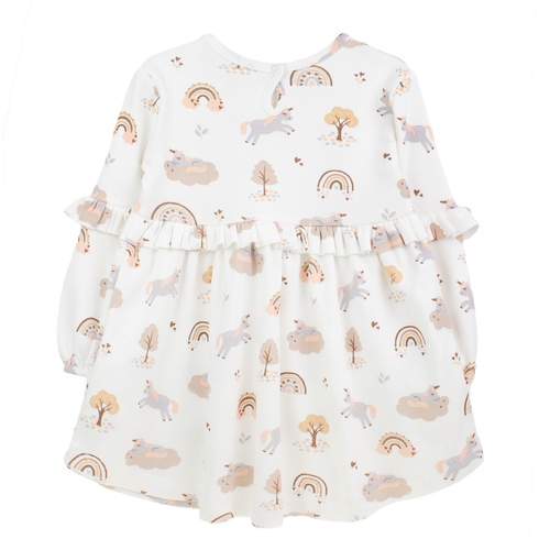 141970 Abito Nicol a maniche lunghe - cotone crema con unicorni