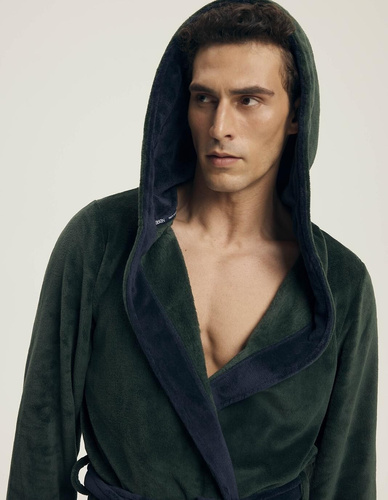 Accappatoio Henderson da uomo 43377 Natch green- cappuccio, maglia calda, comfort ed eleganza