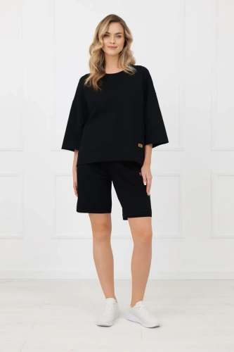 Pantaloncini donna Kaori Italian Fashion in cotone con tasche nero