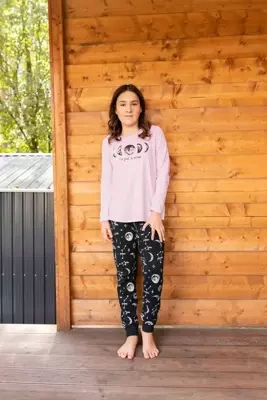 Umbra Pigiama bambina, manica lunga e pantaloni Moda italiana - salmone/stampa