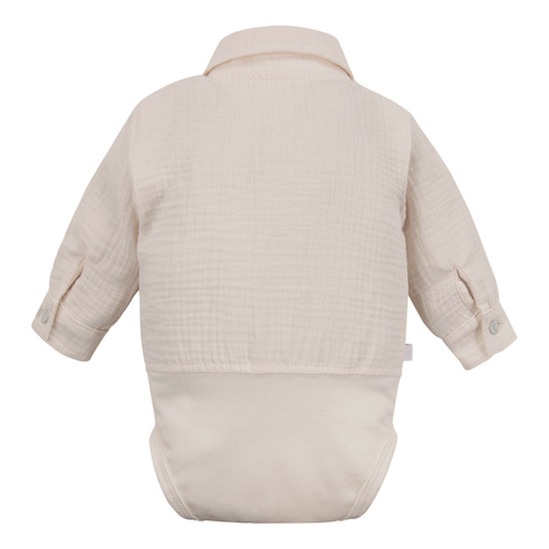 Corpo camicia in mussola da cerimonia con colletto per bambino Eevi elegante- beige