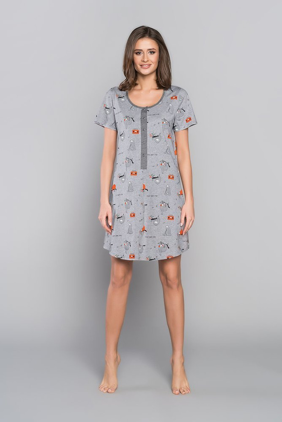 Orso Camicia da notte sbottonata, manica corta con stampa Moda Italiana - rosa