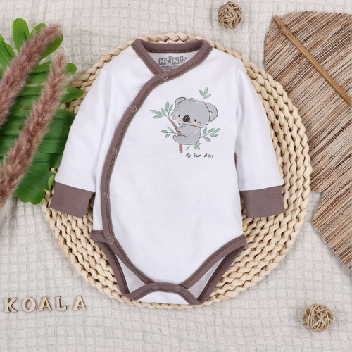 ABN-5202 Body incrociato Nini Sweet Koala bianco 100% cotone organico