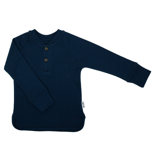 219139 Willy Nicol camicetta bambino blu navy a coste in cotone con bottoni manica lunga