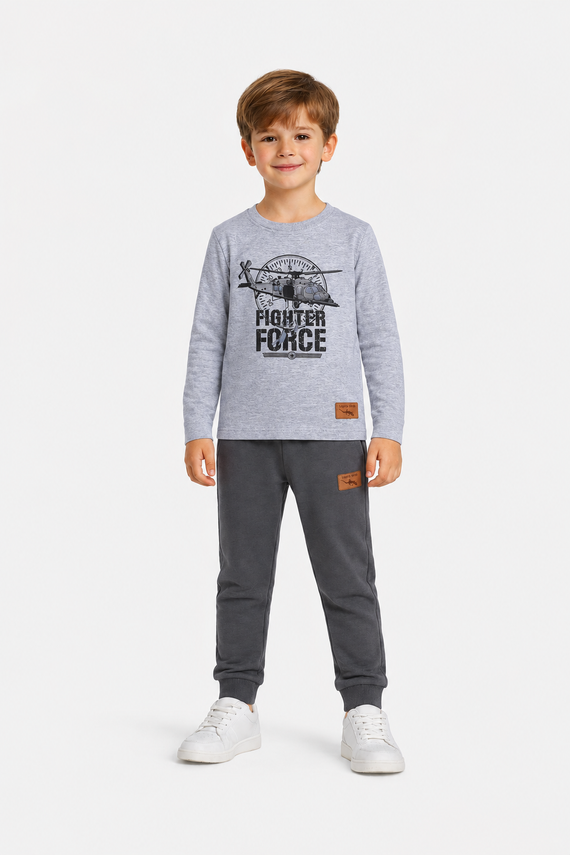 Pantaloni sportivi da bambino Lagarto Verde KAR-0040/SZA in cotone grigi
