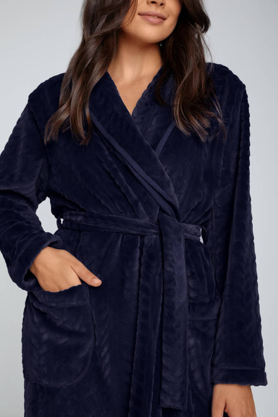 Bona Vestaglia da donna in pile Italian Fashion - blu navy