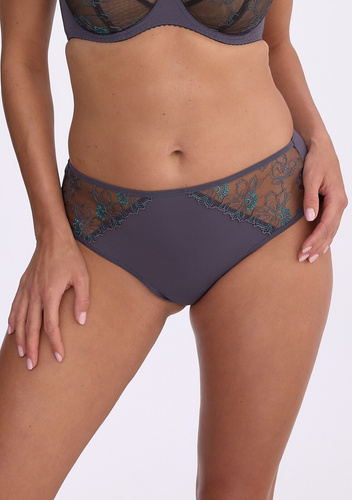Gaia GFB 1380 Renata slip brasiliano grafite in tulle ricamato e microfibra
