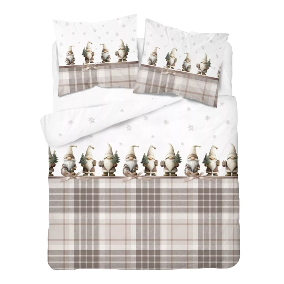 Biancheria da letto Detexpol 6061 A Gnomi Natalizi cotone bianco beige