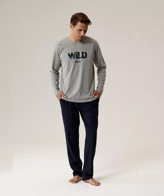 Pigiama da uomo NMP-392 Atlantic - cotone, manica lunga, set elegante per le notti fredde