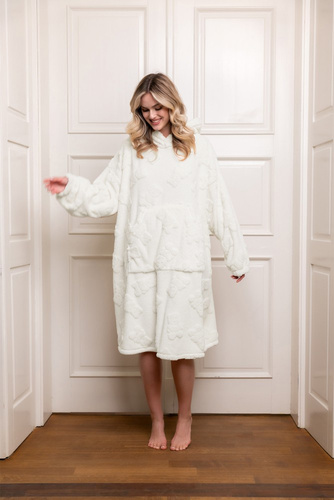 Camicetta da donna Moda Italiana - calda, oversize, con cappuccio, motivo orsacchiotto