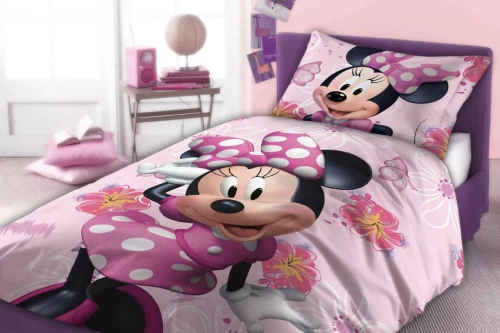 Biancheria da letto in cotone rosa Minnie Mouse Faro -100% cotone, set Disney