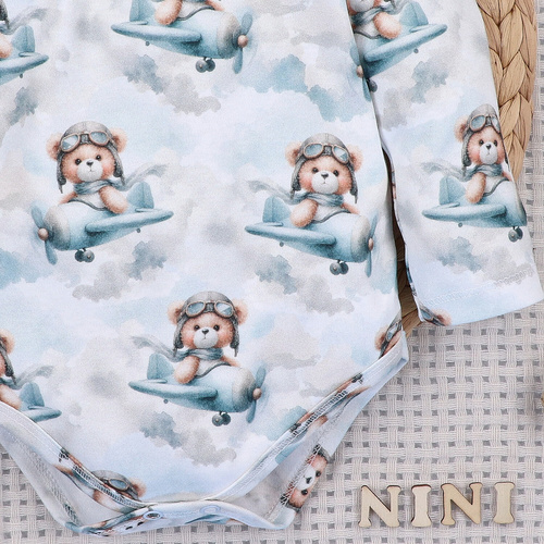 NINI ABN-5746/JSZ body neonato 100% bambù Baby Bear Pilot con bottoni a pressione