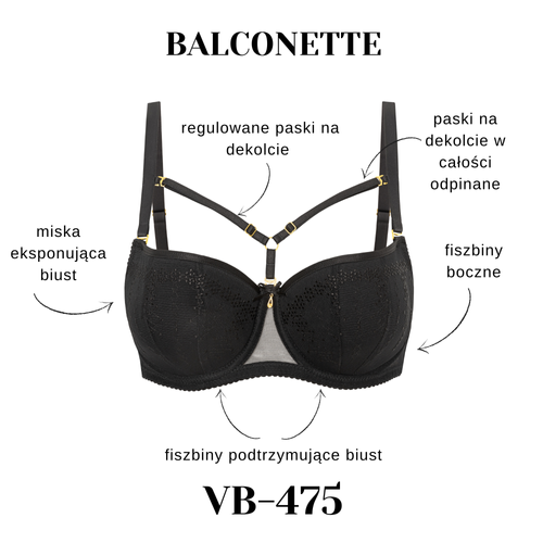 Vena VB-475 balconette K10 – reggiseno con fasce decorative, decolleté