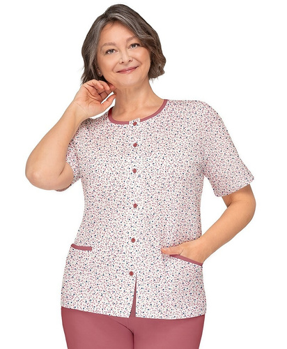 Pigiama Kasia I 265 Martel maroon - pigiama da donna in cotone con camicia abbottonata